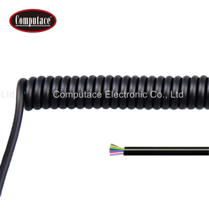 Black 8 Cores 3A 8x0.12mm² Spiral Power Cable Max Stretch 640mm Retractable Coiled Spring <b>Wire</b> for Electronic Devices - Product Image 1
