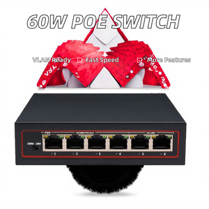 งบประมาณ60W POE 4 + 2 Uplink 100Mbps อีเธอร์เน็ตสวิตช์ SNMP 4 QoS 802.af/ พอร์ต VLAN รองรับการส่งข้อมูลสูงสุด100M 1.2g - Product Image 2