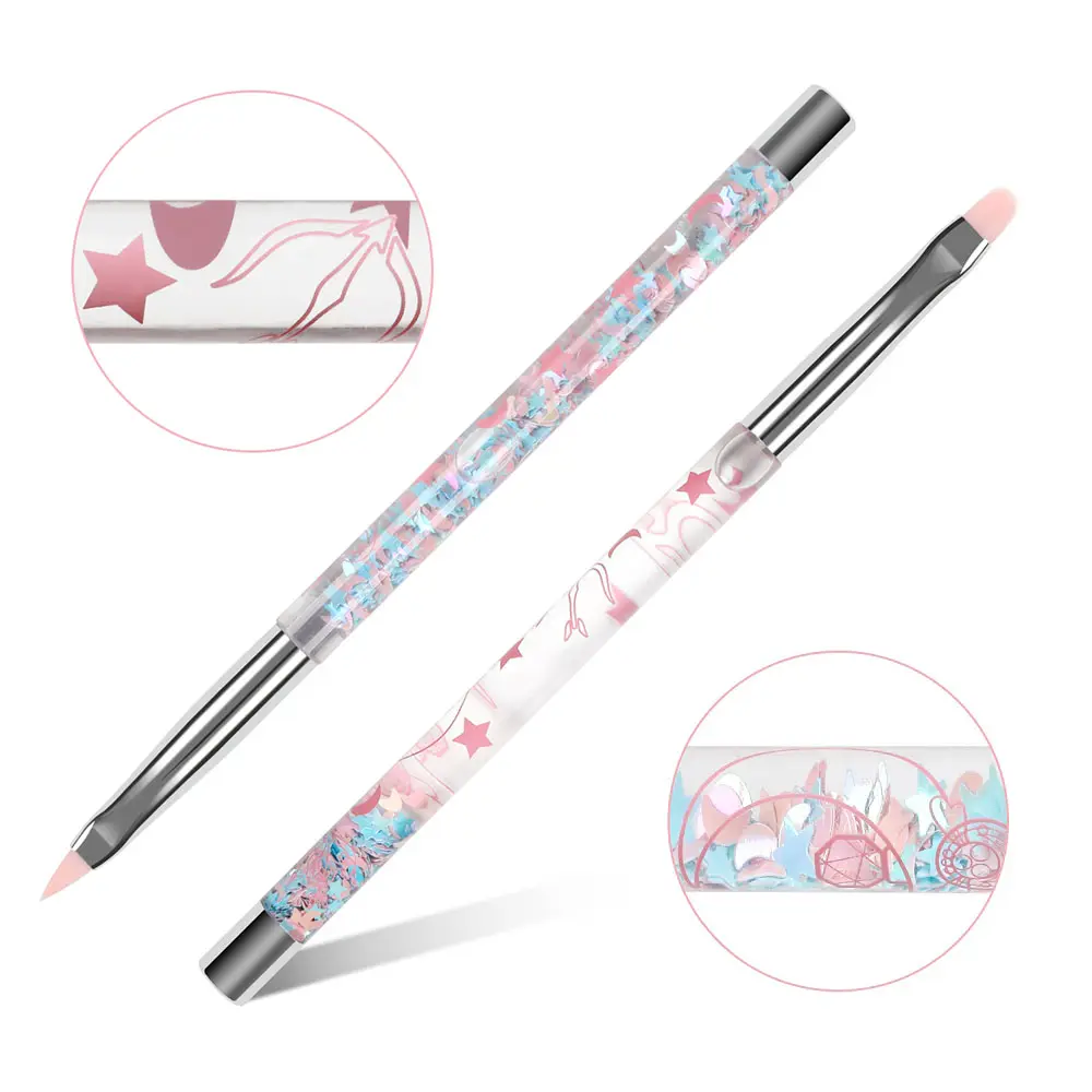 Sailor Moon Pink Sequin Liquid Handle Acrílico Kolinsky Nail Acrylic Art Brush Set Pintura UV Gel Nail Liner Brush