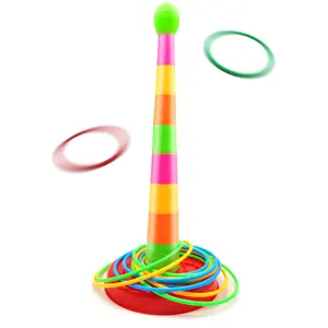 Ferrule interaktif orang tua anak, mainan luar ruangan anak-anak lapis Tumpuk, permainan lempar bayi tumpuk cangkir olahraga lingkaran