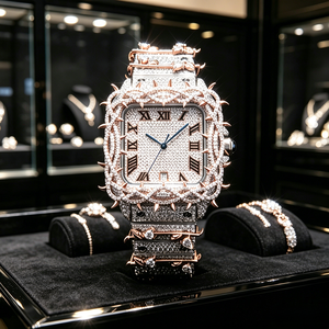 Vvs Moissanite Watch High-quality Luxury Moissanite <strong>Automatic</strong> Mechanical Watch Hip Hop Iced Out Full Diamond Square Watch - Product Image 1