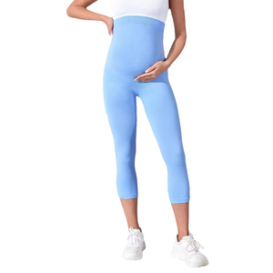 En stock Leggings capri de maternité taille haute, effet froncé aux fesses, avec soutien abdominal, extensibles, pour le yoga et l'entraînement - Product Image 5