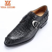Chaussures Fait Main en Cuir de Peau d'Alligator, Chaussures d'Affaires de Luxe pour Hommes