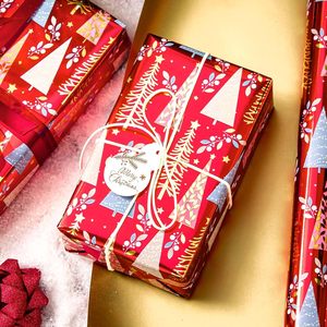 MAYPLUSS Christmas Wrapping Paper Roll 17in X 33ft Red Tree Design Gift Craft Packaging - Product Image 2