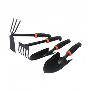 Buona qualità plastica nera maniglia attrezzi da giardino 4 pezzi Set per la cura del giardino di fiori - Product Image 1