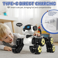 Chien robot interactif télécommandé intelligent avec détection de geste, rotation, danse, lumières et musique