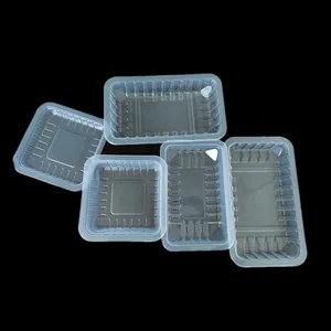 Wholesale 500g Disposable Blister Sealable PP Rectangular Black MAP Fresh Frozen Meat Tray Packaging With Absorbent Pads