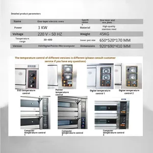 1 boong 1 khay Lò nướng điện thép không gỉ thương mại nướng lò với điều chỉnh nhiệt độ & hẹn giờ cho Bánh mì/Pizza/Cookies - Product Image 5