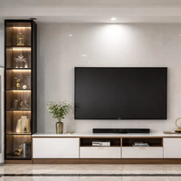 Meuble TV mural LED flottant de luxe moderne, ensemble de meubles de salon, design contemporain, pour entrepreneur en aménagement intérieur