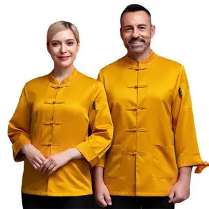 Denim yüksek kalite aşçıbaşı üniforma takımı tasarım mutfak giyim ceket ve pantolon şef üniforma erkekler için