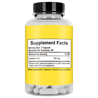 Capsules de créatine HCL en marque privée 750 mg, 60 capsules, complément alimentaire végétarien OEM ODM