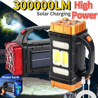 Lampe torche solaire portable avec batterie externe LED rechargeable par USB, étanche IP65, 1000+ lumens pour le camping, la pêche et la recherche