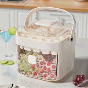 Nueva Caja de Hielo de Gran Capacidad, Apta para Alimentos, Cubetera de Doble Capa con Molde para Cubos de Hielo Prensados y Asa Extraíble - Product Image 5