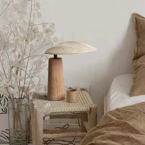 <span class=keywords><strong>Lampe</strong></span> de table décorative en tissu, style japonais, en bois massif simple, pour chambre <span class=keywords><strong>à</strong></span> coucher, chevet, table de thé ou <span class=keywords><strong>maison</strong></span> de vacances - Product Image 2