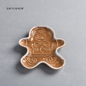Céramique marron personnalisé Noël en relief cloche arbre maison gant Train pain d'épice homme Festival plaques avec neige <span class=keywords><strong>blanche</strong></span> peint jante - Product Image 6