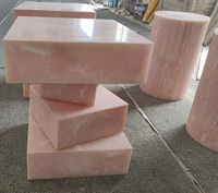 Cube en marbre naturel personnalisé pour décoration intérieure, socle en marbre d'onyx rose pour présentation de table basse, table d'appoint