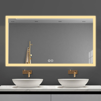 Cermin Kamar Mandi LED Pintar Modern Rise Hot Sale, Sakelar Sentuh, Bingkai Aluminium Alloy IP44, Dapat Dicuci, Garansi 2 Tahun, 3000K-6000K, Salon