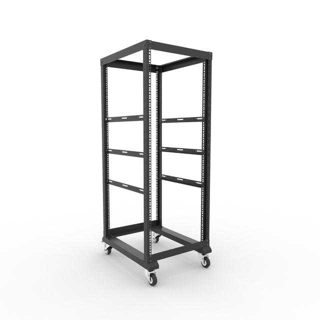 Server Rack 4 Post Open Frame Enclosure 19 Inch 23.5 Inches Depth 51 Inch Height Network Heavy Duty Galvanized Sheet 1.5MM