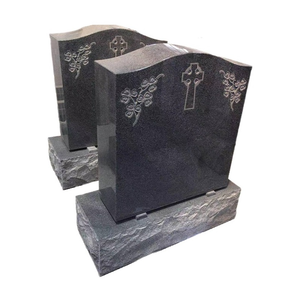 Láseres conmemorativos funerarios de granito negro, láseres con tallado de <span class=keywords><strong>flores</strong></span> - Product Image 1