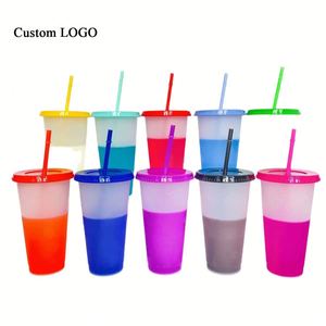 Vaso Ecológico de 24oz Estilo Nórdico que Cambia de Color con Pajita, Tapa de PP de Una Sola Capa Termosensible, Impresión Serigráfica Promocional - Product Image 6