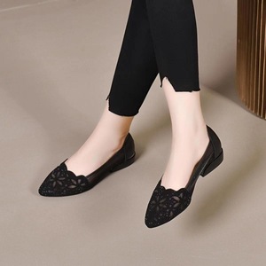 Summer Sandals Pu Leather Patchwork Retro Vintage Women Mid <strong>Heels</strong> Square <strong>Heel</strong> <strong>Round</strong> <strong>Toe</strong> Pumps Shoes - Product Image 2