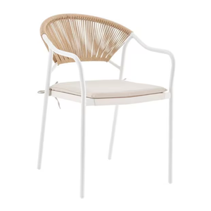 Mobilier de jardin empilable moderne en rotin PE corde d'osier chaises de salle à manger d'extérieur fauteuils pour cour d'hôtel - Product Image 1