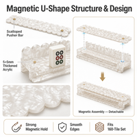 Support de Mahjong en Acrylique Blanc Scalloped Shell Usiné CNC, Perforé, Magnétique en Forme de U, 20 Pouces, Logo Personnalisé Xinshengli