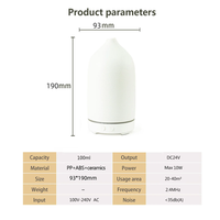 Diffuseur d'arômes ultrasonique en céramique noir et blanc élégant et simple, humidificateur d'air électrique, diffuseur d'huiles essentielles, nuit, maison