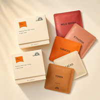 Boîte cadeau de luxe personnalisée imprimée biodégradable et écologique, finition mate quadricolore pour sachets de café filtre et sacs filtrants