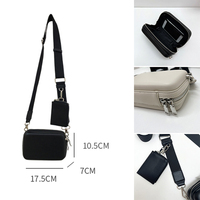 Sac à bandoulière pour femme en cuir PU tendance, petit format, avec porte-cartes, logo en relief, sac plat personnalisé, étui rigide, sac à bandoulière BA1