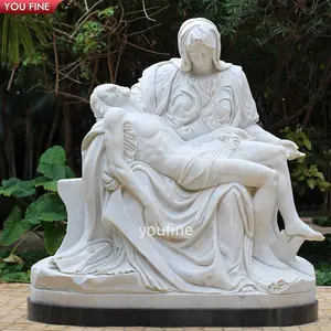 Personalizado religioso tamanho da vida escultura de mármore branco hidratante cristo pieta