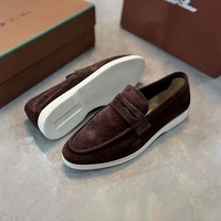 Mocassins décontractés pour hommes en cuir véritable antidérapants avec motif géométrique pour le printemps, l'été et l'automne