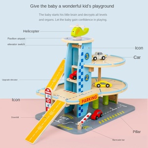 Jouets éducatifs en <span class=keywords><strong>bois</strong></span> pour enfants, <span class=keywords><strong>garage</strong></span> de stationnement, jouets à sous alimentés par batterie, cadeau parfait pour les garçons - Product Image 4