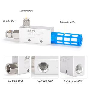 เครื่องกำเนิดสุญญากาศ Airix รุ่น Cv-25hs ตัวปล่อยลมแบบนิวแมติกอะลูมิเนียม พร้อมตัวกรองเสียงรบกวน และข้อต่อขนาด 3/8 นิ้ว - Product Image 3