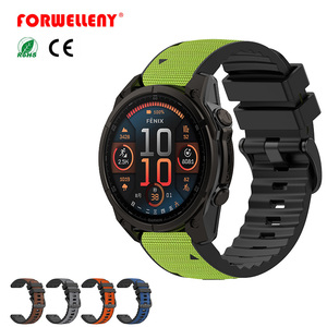 <span class=keywords><strong>Bracelet</strong></span> de montre Forwelleny 22 26 mm QuickFit en cuir et silicone pour Garmin <span class=keywords><strong>Fenix</strong></span> 8 <span class=keywords><strong>PRO</strong></span> E 7 7X 6X <span class=keywords><strong>6</strong></span> 5X, <span class=keywords><strong>bracelet</strong></span> sport à libération rapide - Product Image 1