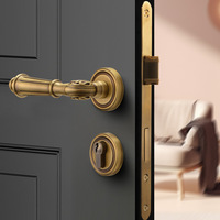 Vente directe du fabricant Poignée de porte intérieure française en laiton massif avec absorption magnétique Poignée de porte silencieuse en bois