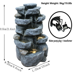 סיטונאי 6 קומות סלע מפל מפל מים חיצוני גן מים מזרקת מים עם אור הוביל לפטיו - Product Image 4