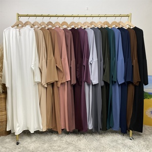 6809+1434 #   Abaya ChaomengFashion – Ensemble deux pièces uni avec fentes latérales, abaya modeste et pantalon assorti à poches - Product Image 6