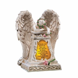 Statue solaire sur piquet d'ange, décoration de jardin, statue commémoratif, cimetière, statue de prière, Figurines - Product Image 6