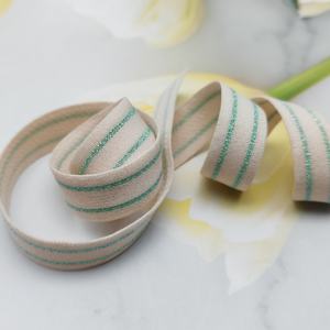 Sangle élastique tressée populaire, ruban élastique fourni par l'usine pour le textile domestique et les vêtements de sport, sangle tricotée rayée blanche et noire - Product Image 1