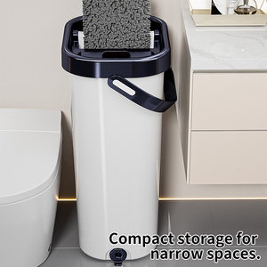 Stainless Steel Flat <strong>Floor</strong> <strong>Mop</strong> Bucket Wringer Set Hands-Free High Capacity Durable Chenille <strong>Mop</strong> 2 Mopheads for Home Office <strong>Floor</strong> - Product Image 2