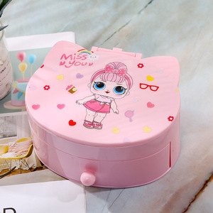 Cartoon Princess Cosmetic Storage Box Cat Shaped Hair Accessories Organizer For Kids Bedroom Study Desktop 18L - Product Image 4