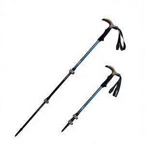 Bastón <span class=keywords><strong>de</strong></span> Senderismo <span class=keywords><strong>de</strong></span> Aluminio y <span class=keywords><strong>Madera</strong></span> con Mango Ajustable <span class=keywords><strong>de</strong></span> 3 Secciones, Longitud <span class=keywords><strong>de</strong></span> 63-135 cm, Bloqueo Exterior, Hebilla Metálica, Resistente y Estable - Product Image 1