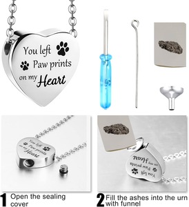 2025 sayap malaikat perhiasan kremasi hewan peliharaan kalung guci untuk abu untuk anjing hewan peliharaan perak Paw cetak liontin Memorial liontin - Product Image 6