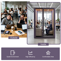 Vestael – Unité de bureau acoustique compacte et portable, double poste, avec éclairage LED, pour espace de coworking intérieur, conception studio