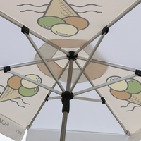 ADMAX 6-Panel Aluminium Retro-Stil Wasserdichter Marktschirm Thermotransfer Individueller Logodruck Faltbarer Werbe-Strandschirm