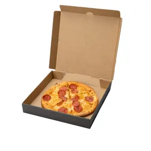 fideos negros caja de cartón Suppliers-Caja de cartón para Pizza, caja de cartón negra personalizada de 12, 14, 16 y 18 pulgadas, para comida y papel de Karton, venta al por mayor