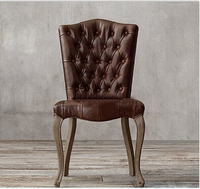 Fauteuil de salle à manger capitonné en bois de style victorien français, avec cadre en bois massif et revêtement en lin, idéal pour hôtel - Vente chaude