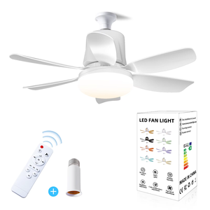 Refrigeración <span class=keywords><strong>Silencio</strong></span> eléctrico E27 Bombilla Cabeza móvil Smart Home Light 360 Rotación Emisión Control remoto Ventilador de techo LED moderno - Product Image 2