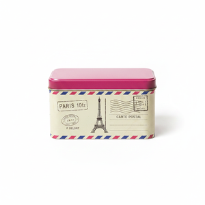 Kontensan EF04014 1.2L <b>Rectangular</b> Retro Paris <b>Cake</b> Storage <b>Tin</b> Box 75x100x150mm Slip Lid Food Grade Recyclable Containers - Product Image 2